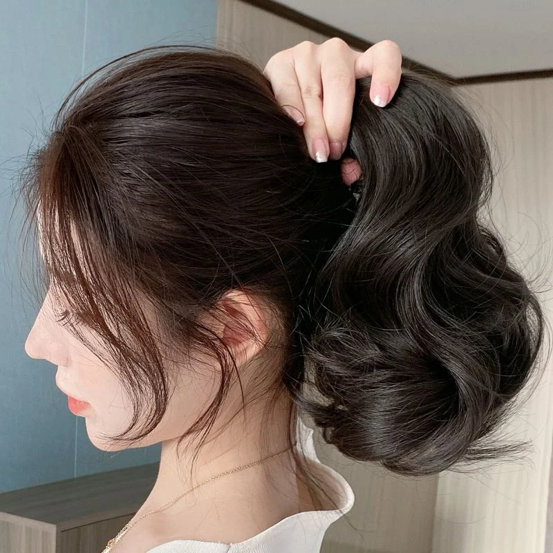 Aosiwig Synthetic Ponytail Hairpiece Extensions Natural Long Wavy Pony Tail Hair Extension Claw Clip In Ponytail Fake For Women