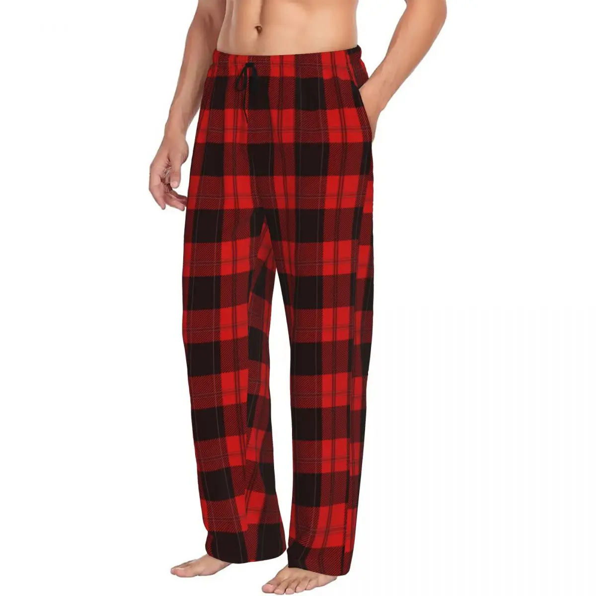 Custom Printed Men's Pajama Pants Chess Red Sleepwear Sleep Lounge Bottoms with Pockets