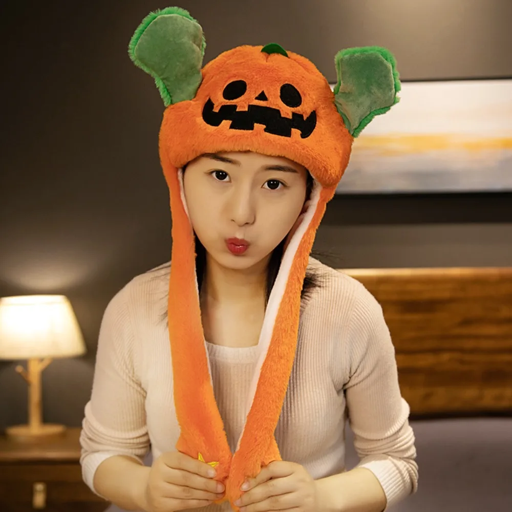 New Festival Airbag Plush Hat Pinching Ears Will Move Halloween Cosplay Pumpkin Devil Animal Hat Christmas Ball Headgear