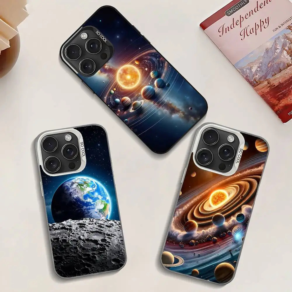 Sonnensystem Planeten Erde Sonne Mond Handyhülle für iPhone 17 16 15 14 13 12 Mini 11 8 7 Pro Max Plus Bunte Handyhülle