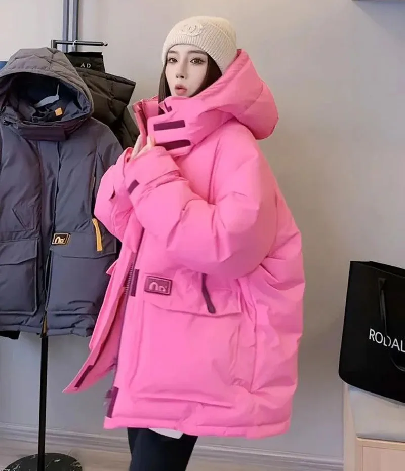 Streetwear Down Cotton Parkas Women's Cotton-padded Jacket Short Coats Oversize Loose Hooded Bread Clothes Student Autumn Winter