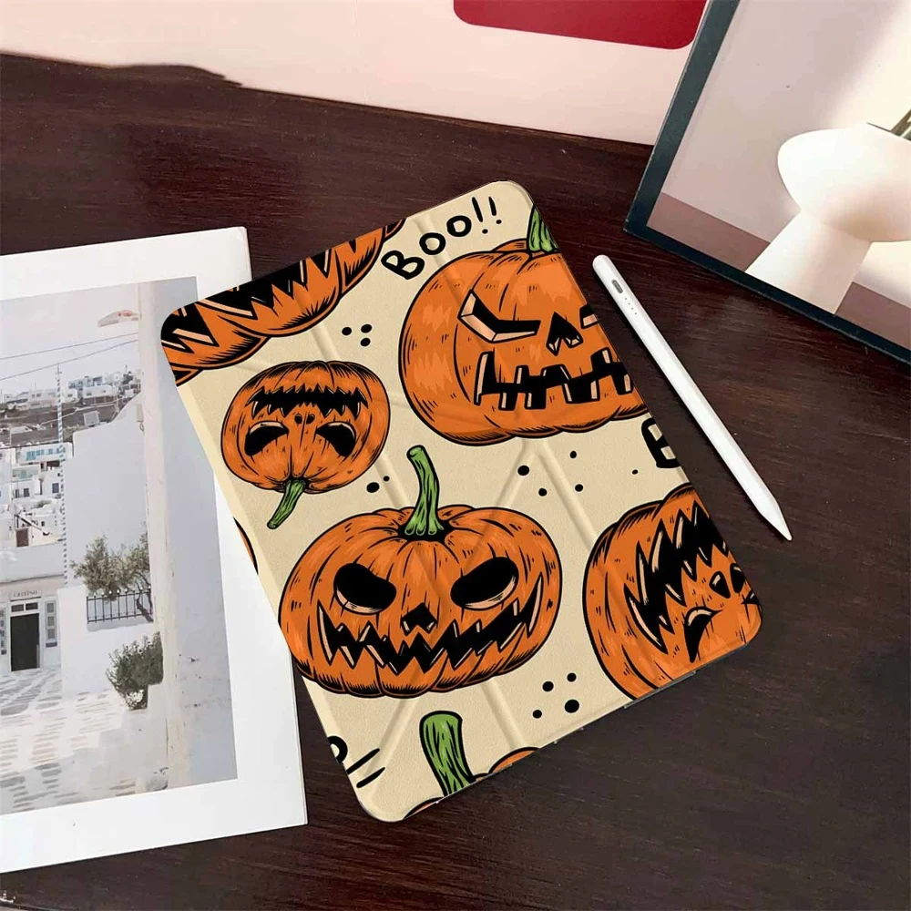 Pop Art Boo Pumpkin For iPad Pro 11 12.9 13 A16 M2 M4 M3 M5 Shell 9.7 10.2 5/6/7/8/9/10/11th Mini Air 3 4 5 6 Cover