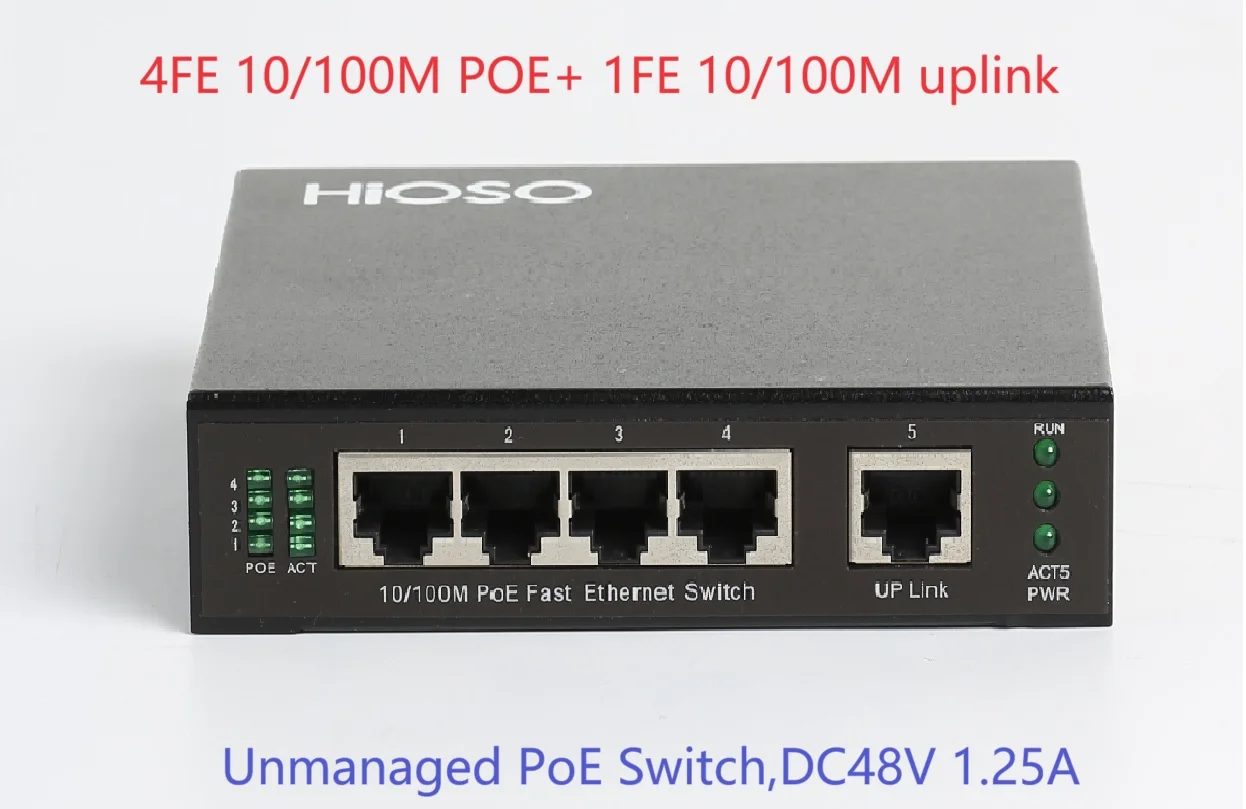 Commutateur Ethernet rapide, boîtier métallique non géré, DC 12V, 5 ports, 10 m, 100m