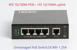 Interruptor Ethernet rápido, 10, 100M, 5 puertos, carcasa metálica no gestionada, DC12V