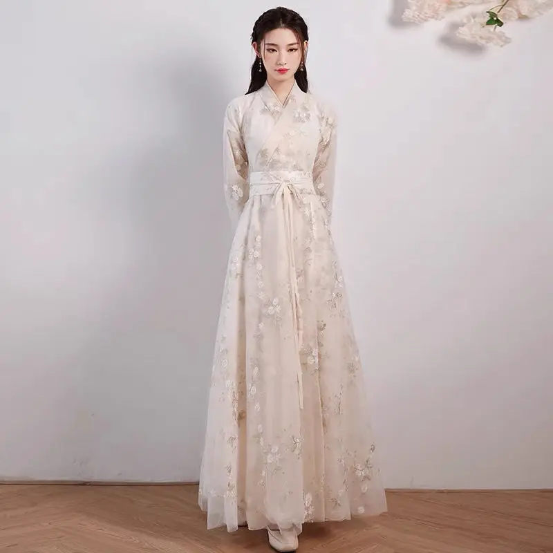 

2024 chinese adult song dynasty hanfu women's ancient costume chinese lace elegant daily classical dance performance costume