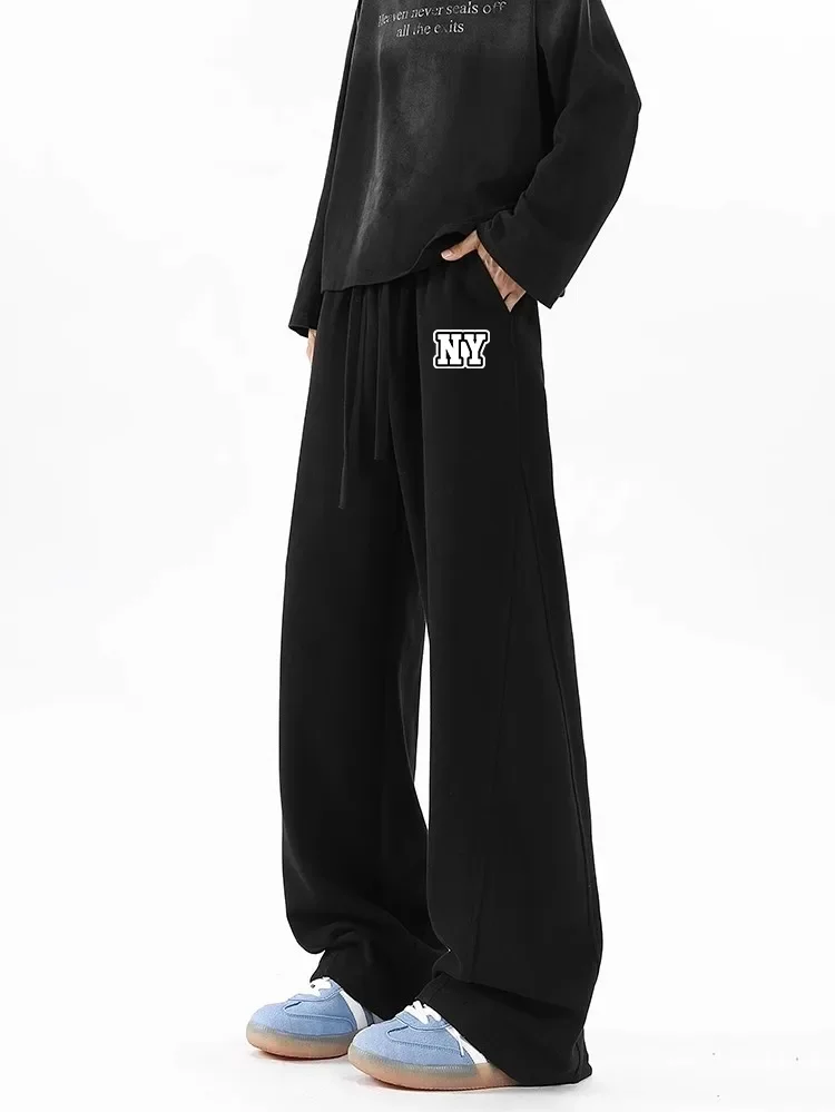 American NY Pantaloni sportivi da uomo pantaloni dritti da uomo pantaloni casual neri larghi pantaloni da strada abbigliamento da uomo streetwear