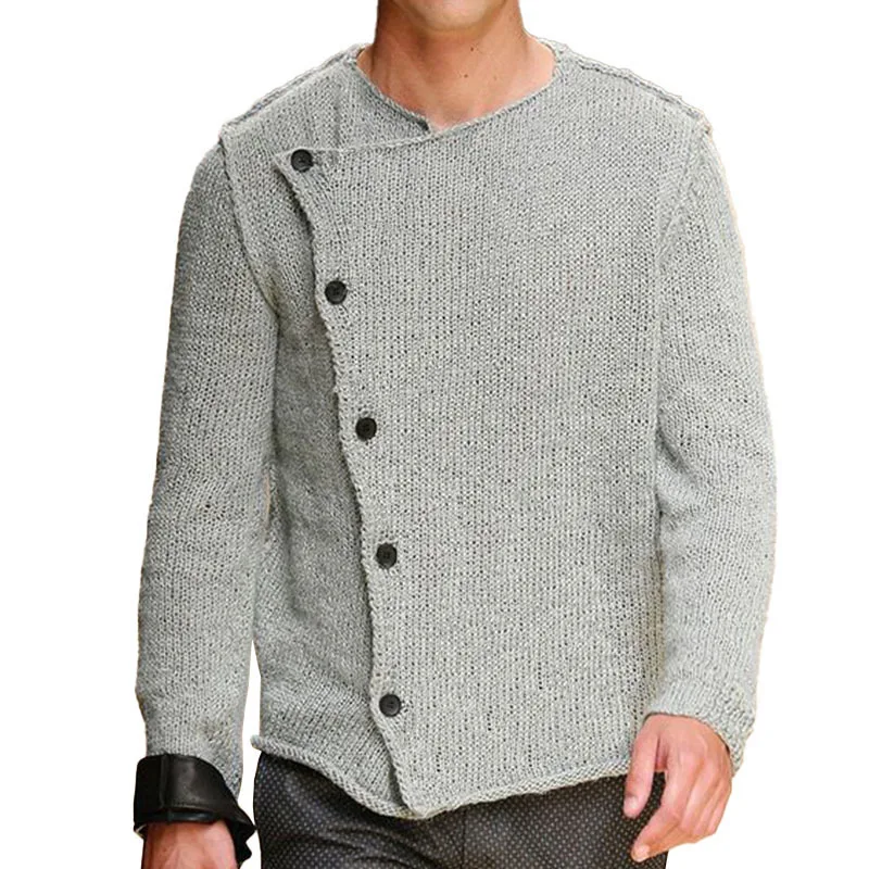 

Men's Knitted Sweater Thi Needle Slant Door Trim Open Cardigan Winter Long Sve Casual round Ne Youth Faion Outerwear