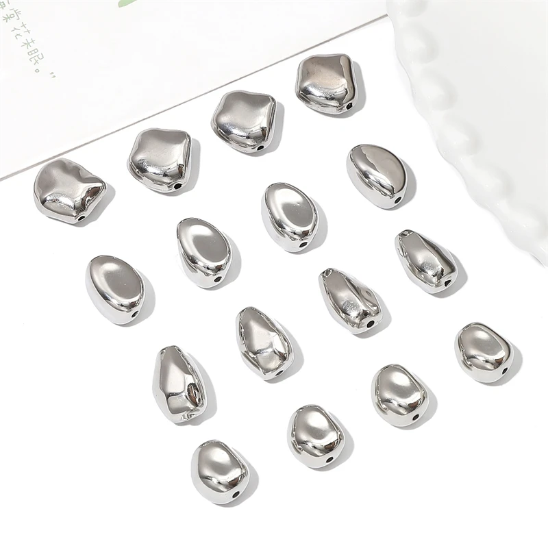 10/20pcs Rhodium Plastic CCB Loose Spacer Beads Irregular Bead Charm for Necklace Bracelet Earring DIY Jewelry Making Craft