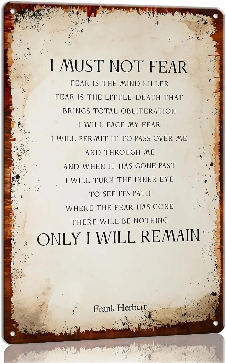 Yanoque Litany Against Fear Poem Wall Art Metal Tin Sign I Must Not Quote Prints for Living Room Poster Landscape Picture Painting