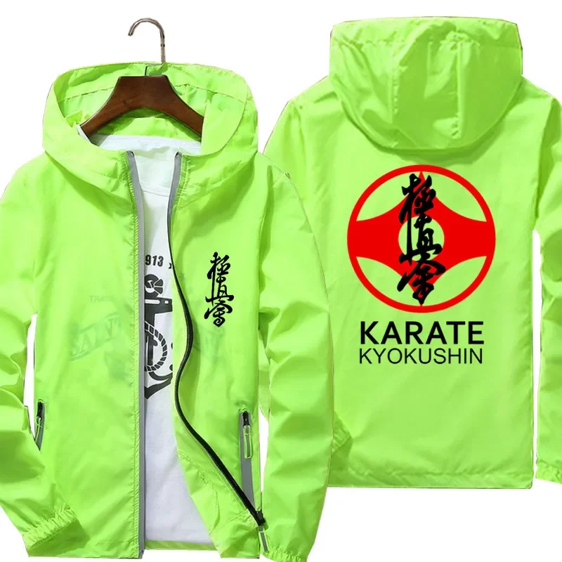 Kyokushin Men Karate Symbol and Kanji Bomber Jacket Windbreaker Skin Streetwear Reflective Coat Sunscreen Fashion Clothing