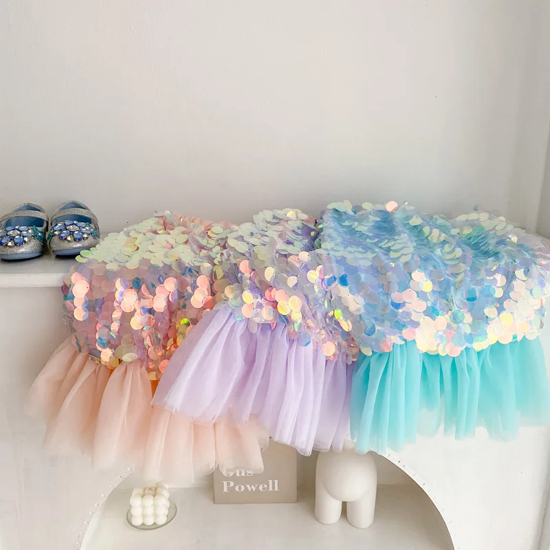 Baby Girl Mermaid Princess Sequins Tutu Skirt Fish Tail Mermaid Hip Skirt Mom Kid Family Matching Clothes Fancy Party Costume