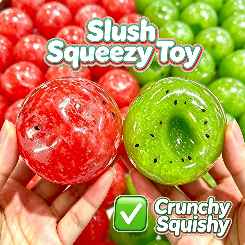 Crunchy Fruit Slush Squishy Ball No Rebound Realistic Kiwi Watermelon Moldable Stress Relief Squeezy Toy Desktop Decor Gift