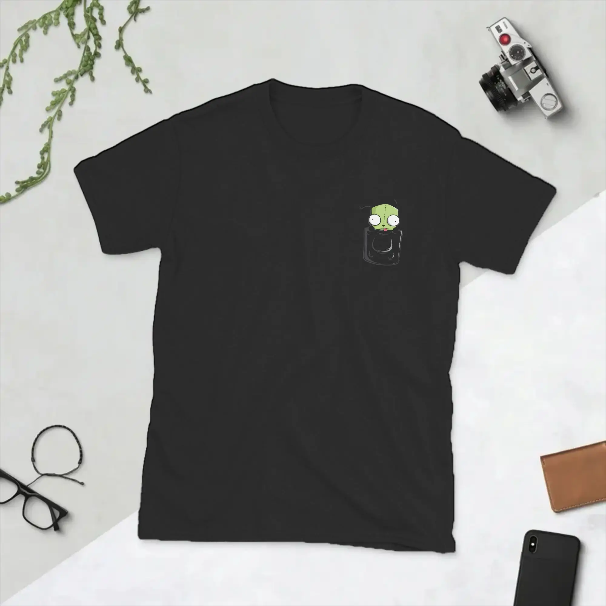 Vintage Invaders Zim Pocket Spare Parts T-Shirt for Men Crew Neck Cotton T Shirt  Short Sleeve Tees Plus Size Clothes