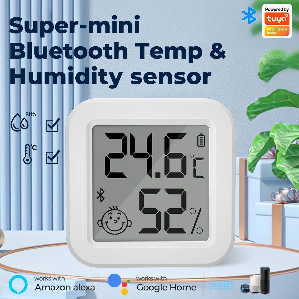 Bluetooth Temperature Humidity Sensor Mini LCD Screen Smart Tuya APP Remote Voice Control Google Thermometer Hygrometer