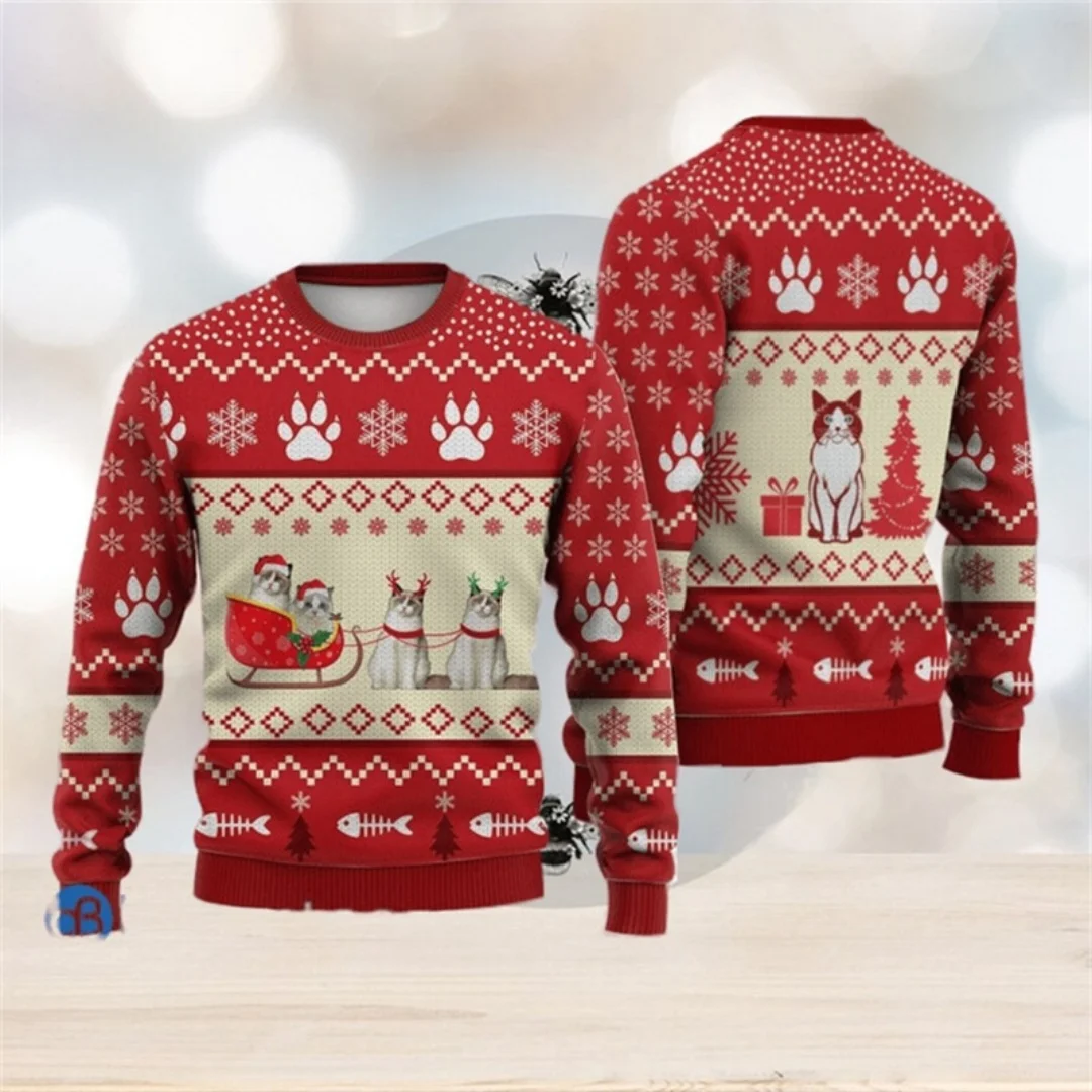 Dier 3D-geprinte lelijke kerstsweatshirts 3D-print Herfstmode Sweatshirts Y2K Kinderhoodies Sweatshirts voor heren en dames