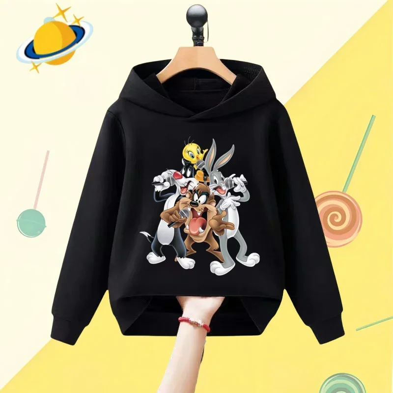 Anime Bunny Bugs Kids Hoodie Cartoon printed Autumn/Winter Long sleeve sweatshirt Boys Girls Kawaii casual top Harajuku