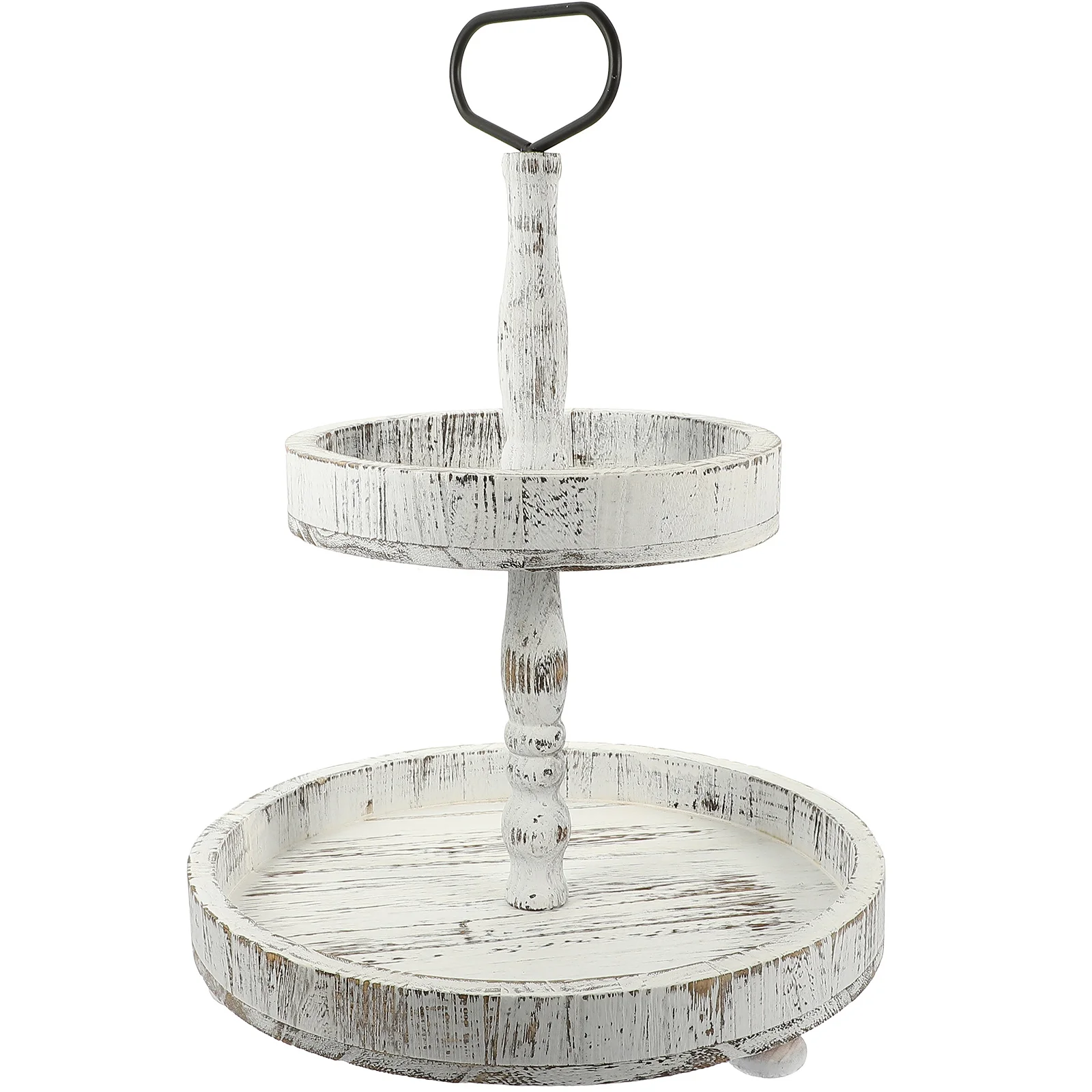 1Set Wood Tiered Cake Stand Two Layer Rustic Dessert Tray Wooden Farmhouse Decor Party Wedding Display Centerpiece