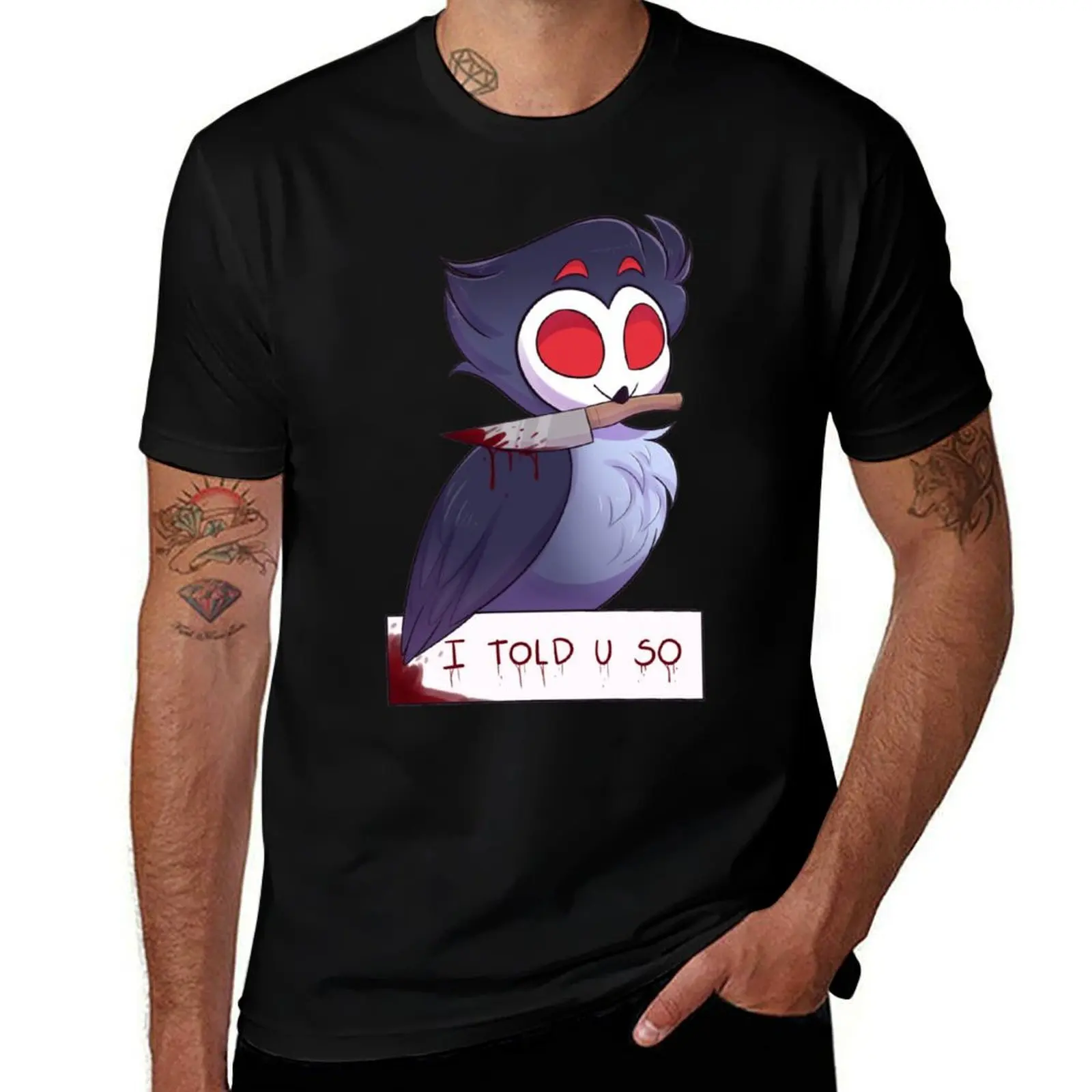 

Owl Stolas bloody warning T-Shirt funny t shirts dark humor graphic t shirts for man T-Shirt