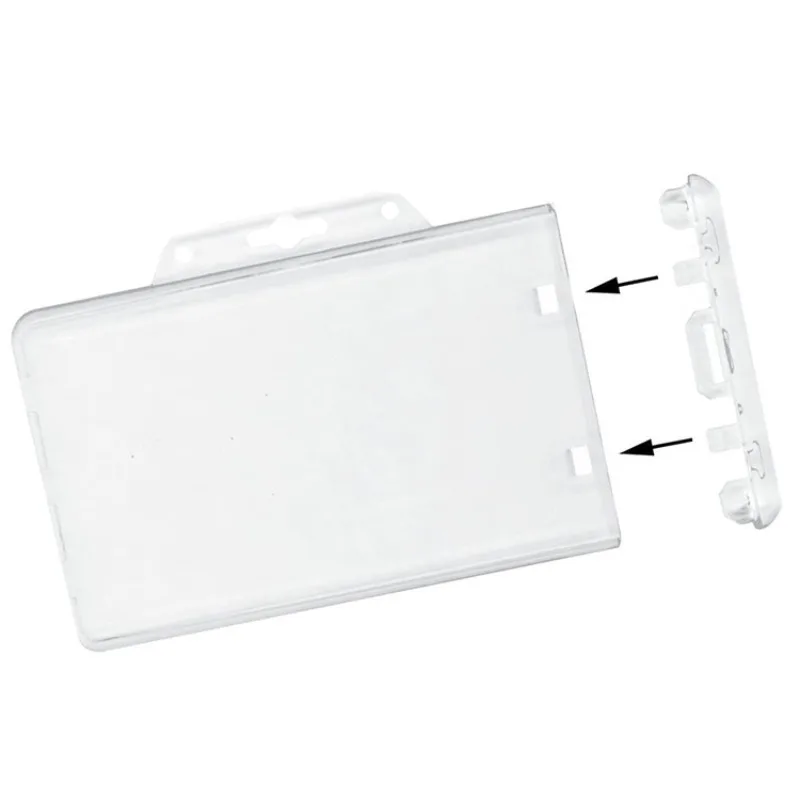 1pc ABS Transparent Horizontal Plastic Card Holder Locking Certificate Card Holder PC Hard Plastic Chest Plate Nurse Accessories