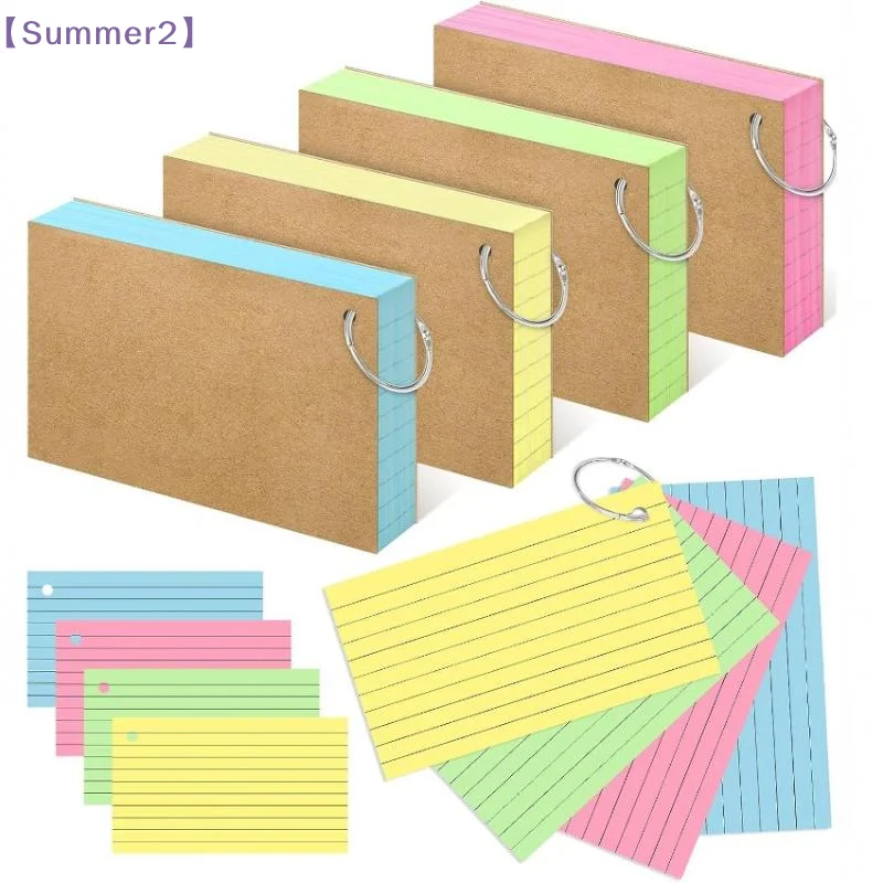 50Pages Loose-Leaf Horizontal Line  Cards Binder-Compatible Flash Revision Cards Study Office Note Pads For School & Work〔Sum2〕