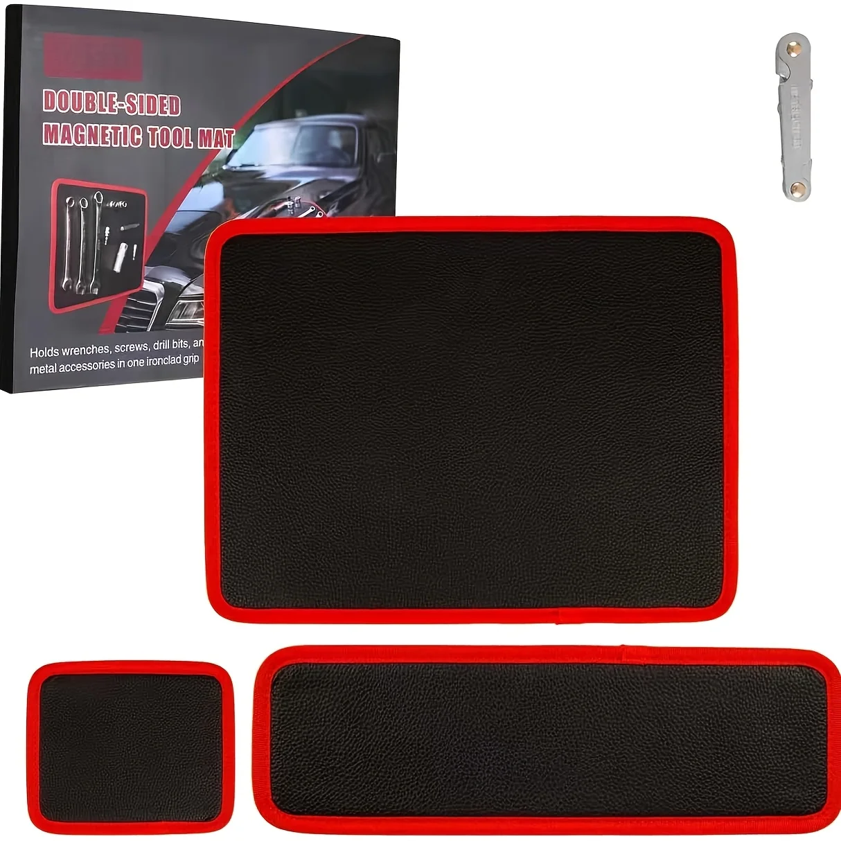 3-Pack Flexible Magnetic Tool Pad And Tray Holder| PVC Material Non-Slip, Suitable for Garage Studio, Repair Tools, Dimensions 12.8X9.8/12.6X4/6.3X5.3 Inches
