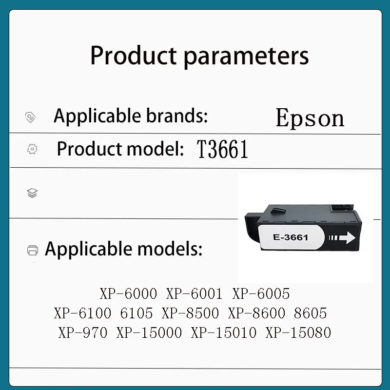Boîte de Maintenance d'encre T3661, pour Epson XP-6000 XP-6001 XP-6005 XP-6100 6105 XP-8500 XP-8600 8605 XP-970 XP-15000 XP-15010 XP-15080