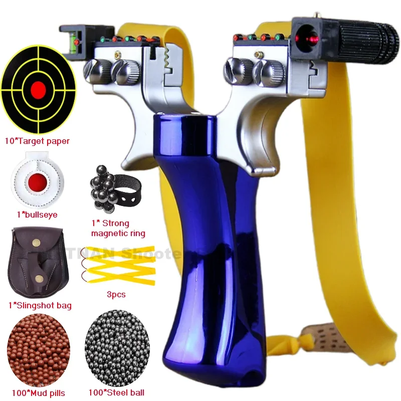 Powerful Laser Slingshot Upgrade Outdoor Shooting Catapult Double Screw Quick Pressure Rubber Band Hunting Games Toy