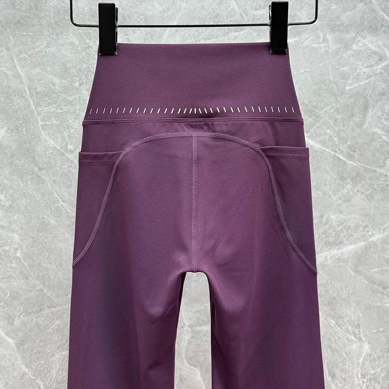 Hochgeschnittene Yoga-Hose für Damen, Mikro-Stretch, Fitness, Gym, Laufen, Po-Formend, Hüftliftend, Schlankmachende Leggings – Detail 14