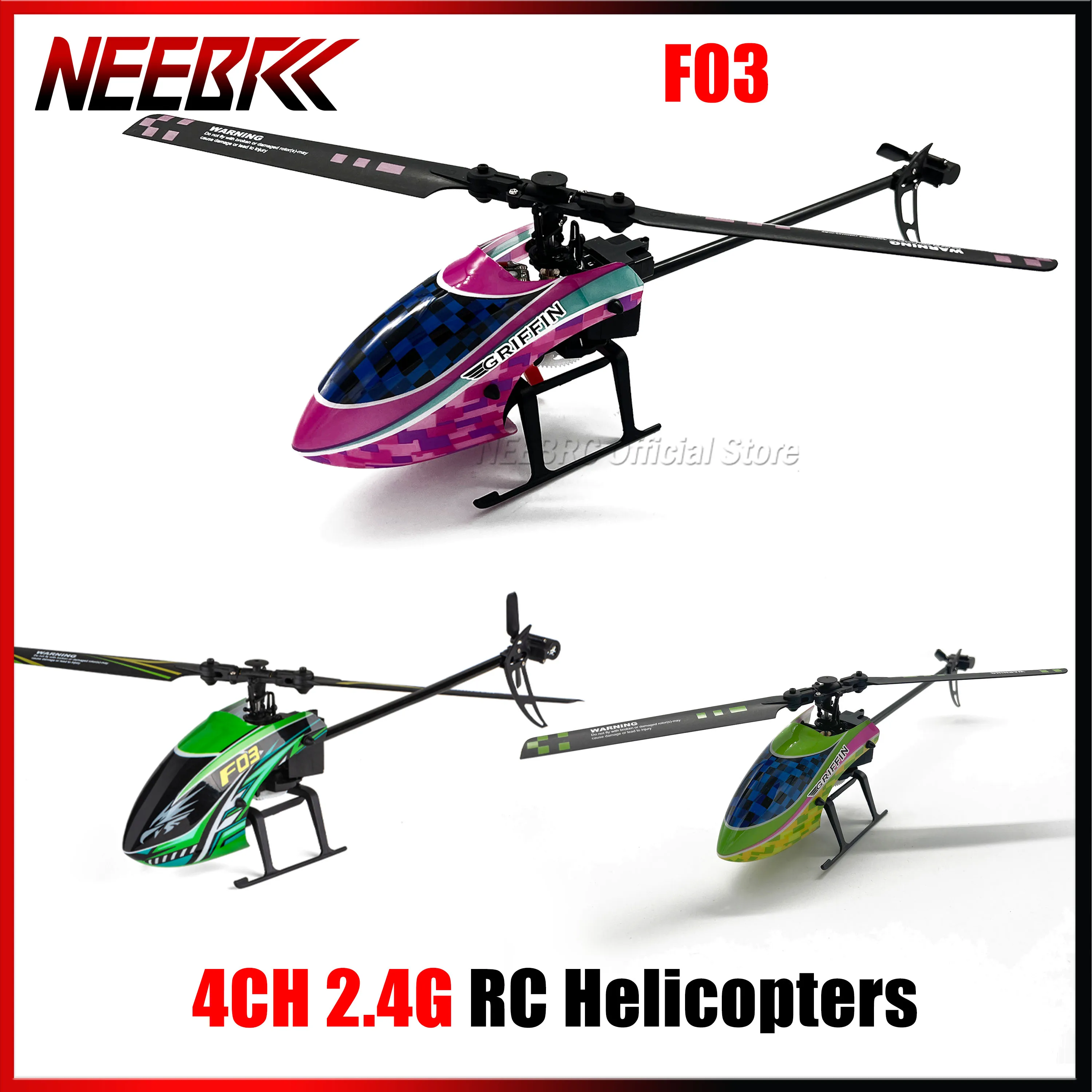 

NEEBRC F03 2,4G RC Вертолеты 6-Aixs Гироскоп Пульт дистанционного управления Flybarless RTF USB Charge 8520 Серводвигатель 4,3 г