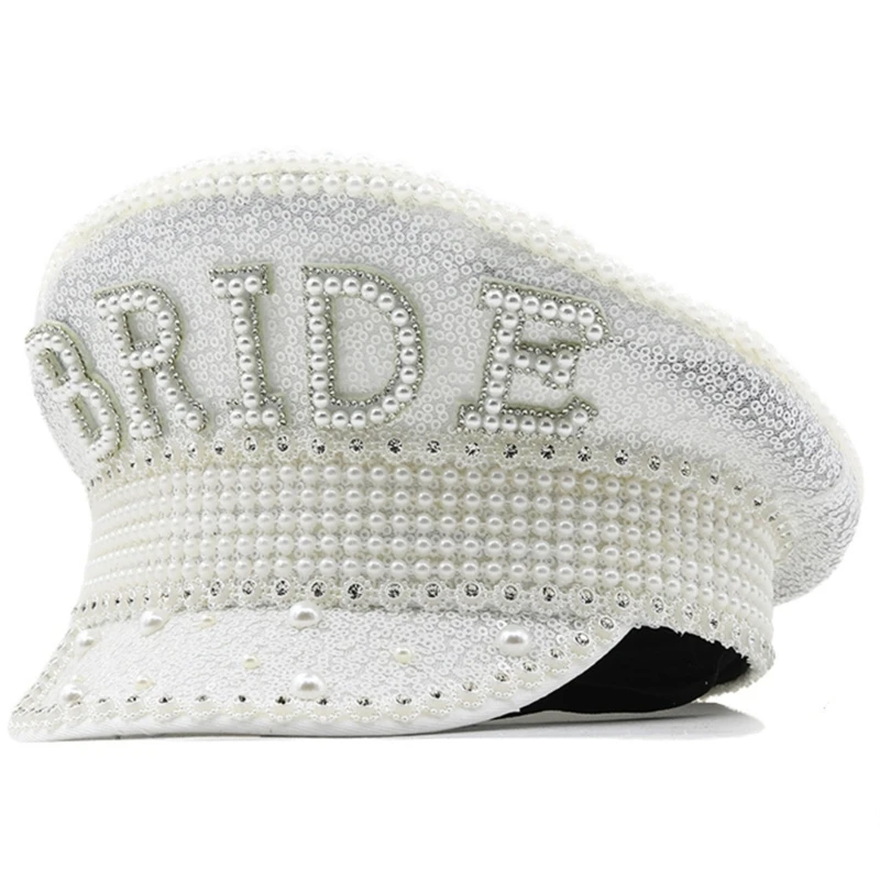 

Women Lace Pearl Sequins Bridal Hat Girls Carnival Music Festival Stage Flat Top Hat Party Club Stage Dance Cosplay Photo Props