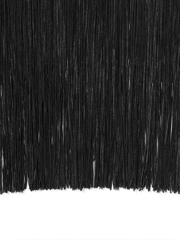 NLZGMSJ Casual Sexy mujer vestido con borlas sólido Halter sin mangas ajustado pliegues Vestidos largos moda 2025 otoño vestido de fiesta femenino