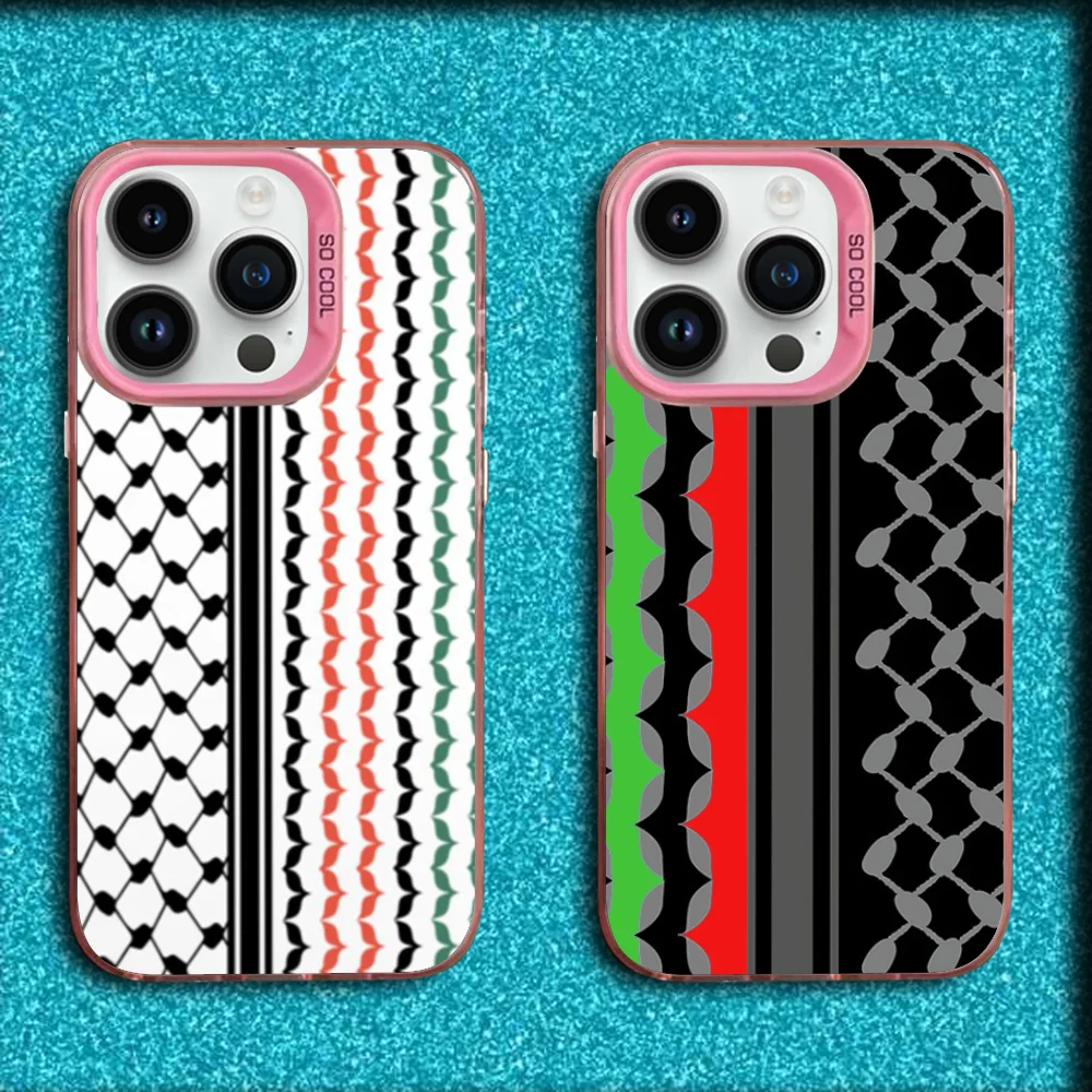 

Art Hattah Keffiyeh Phone Case For iPhone 16,15,14,13,12,11,Mini,Pro,MAX Pink Matte Silicone Cover
