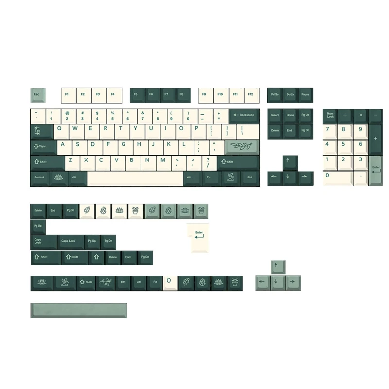 144Pcs Botanical for Key Dye Subbed Keycaps for Cherry MX Mechanical Keyboar