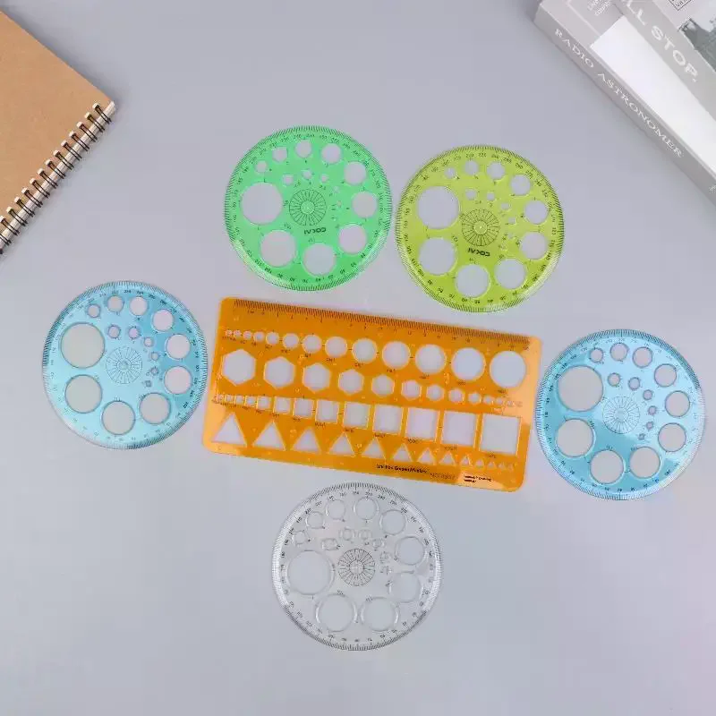 1/2/3Pcs Circles Drawing Shape Geometric Drawing Stencils Tools Multifunction Geometric Template Plastic Measuring Ruler
