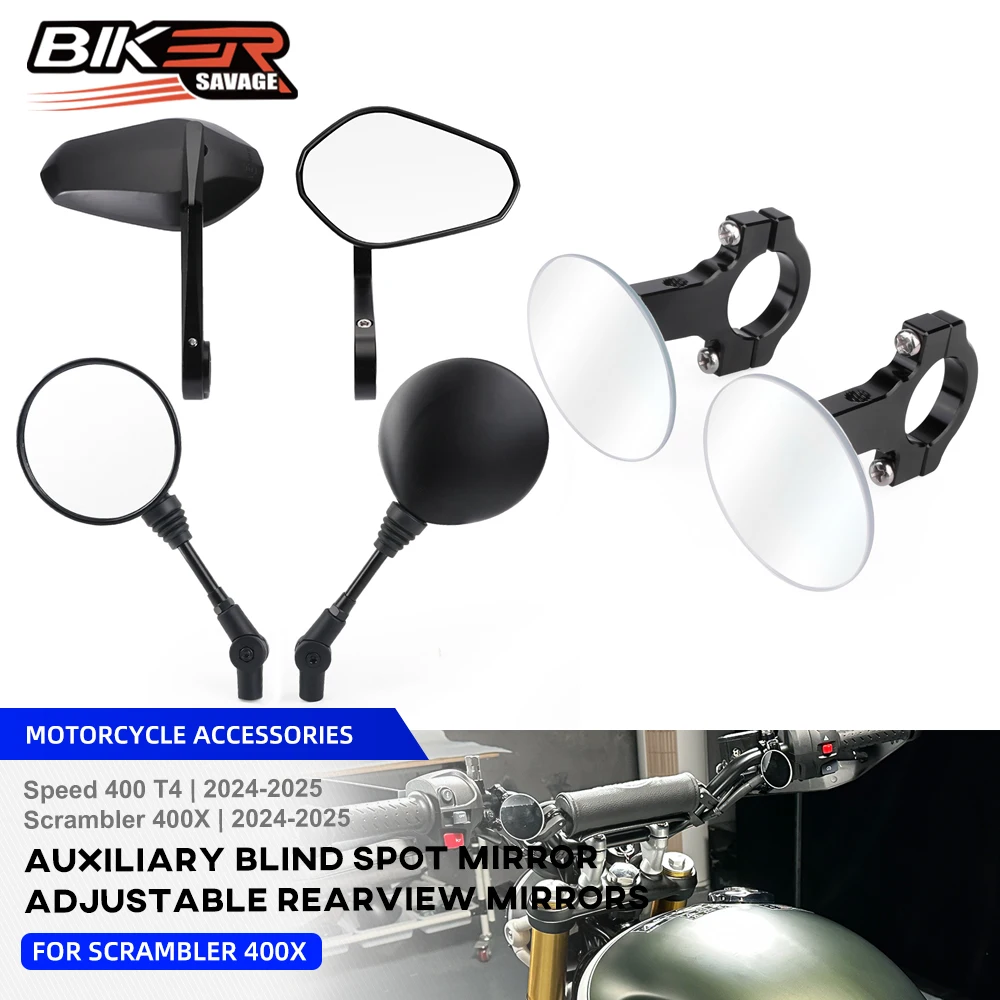 

For Speed 400 T4 E9 Folding Rearview Mirror Scrambler 400X Motorcycle Blind Spot Mirror Adjustable Auxiliary Rearview Mirrors
