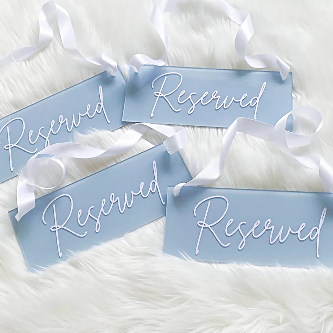 

Reserved Signs for Wedding Ceremony: Acrylic Chair Seat Sign + Reserved Row Sign For Individual Seats & Entire Chair Rows