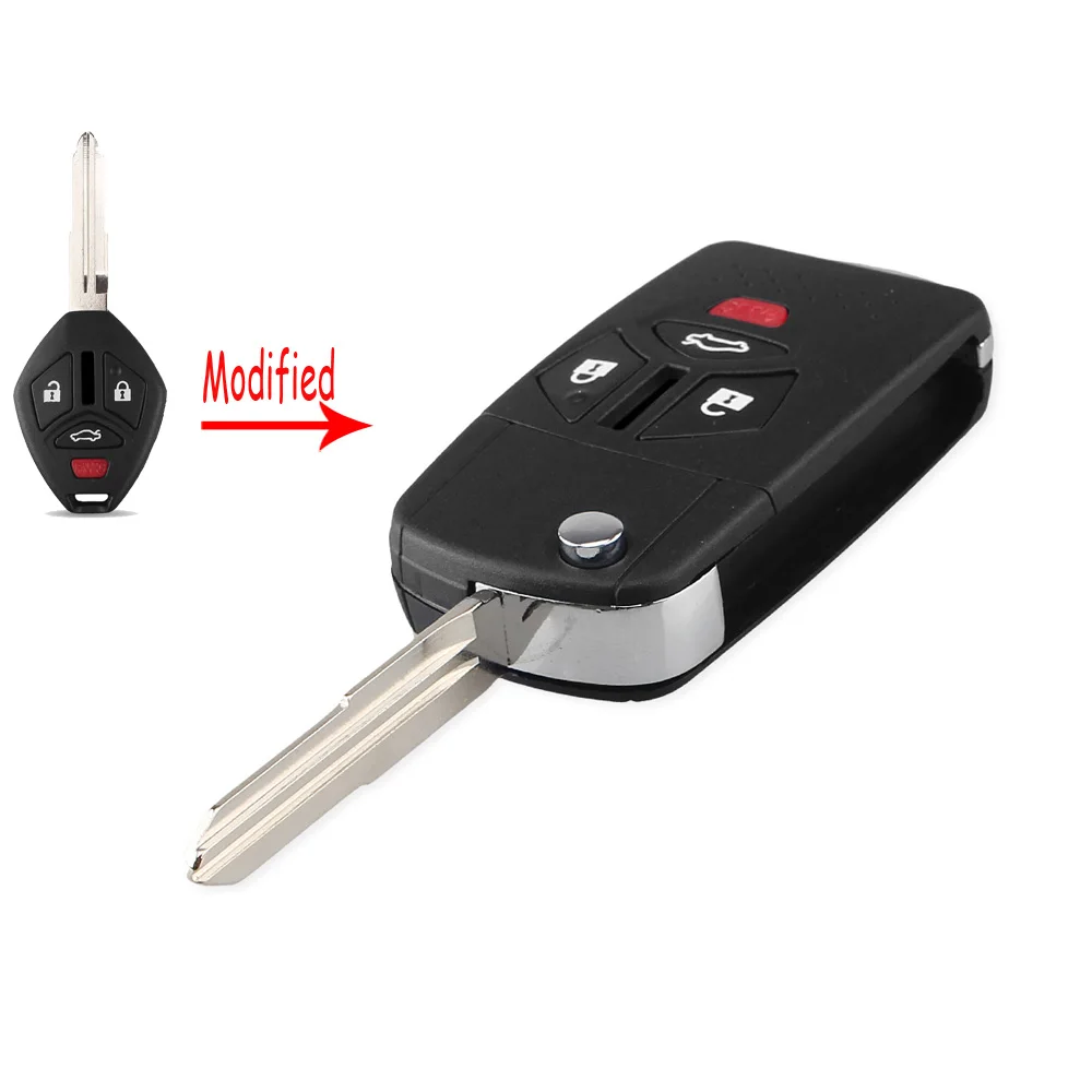KEYYOU 3 + 1 Tasten Fernbedienung Flip Folding Key Fob Keyless Shell Fall Fit Für Mitsubishi Galant Eclipse Lancer Uncut 4 tasten
