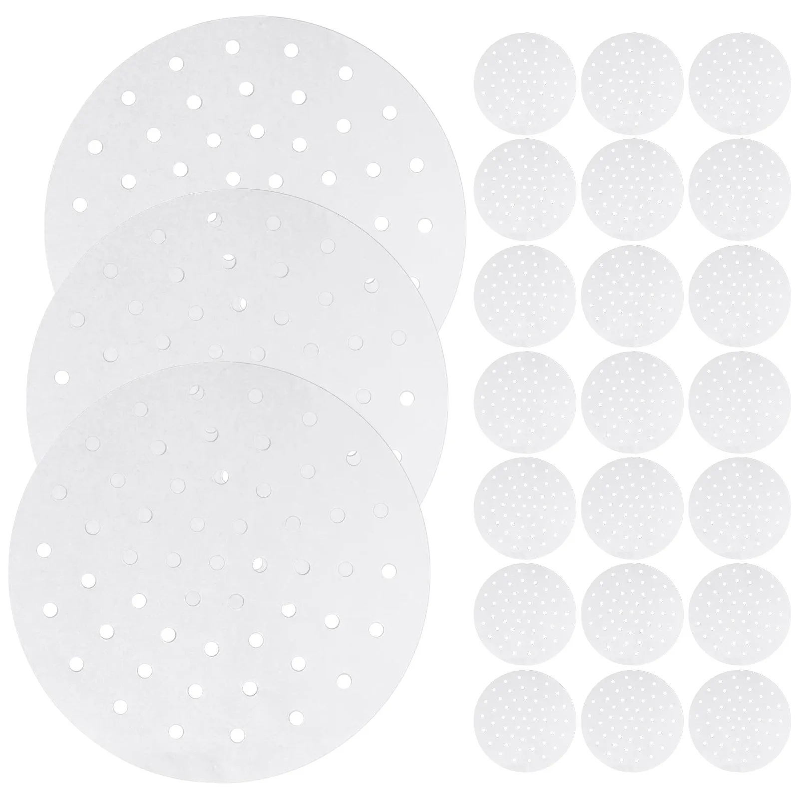 400Pcs Air Fryer Paper Liners Round Perforated Non Stick Heat Resistant Baking Oil Paper Sheets Food Grade Cooking Baking