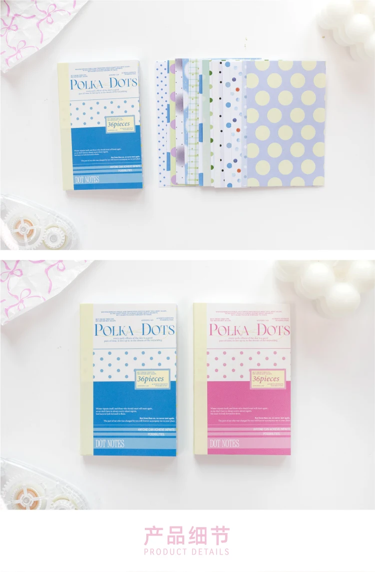 Journal GO 30 Blatt Polka Dots Stickerbuch Koreanischer Stil Punktmuster Notizblock für Journaling, Scrapbooking, Basteln, DIY-Material – Detail 6