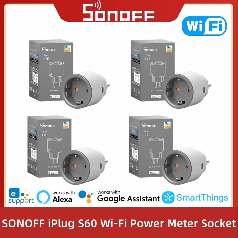 

SONOFF S60 TPF EU Wi-Fi Smart Plug 16A Умная розетка с мониторингом энергии Дистанционное управление через EWelink Alexa Google Home
