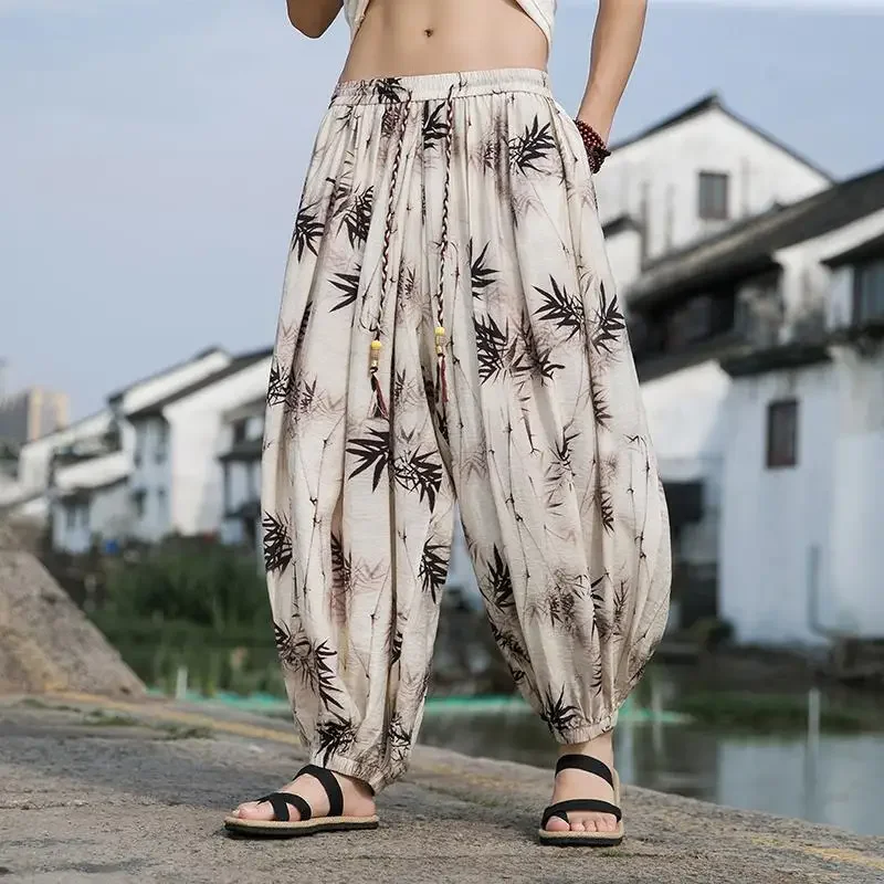 

Painting 2024 Spring Men New Wide-leg Pants Male Vintage Casual Jogging Pants Male Oversize Loose Harem Pants Women Trousers 5XL