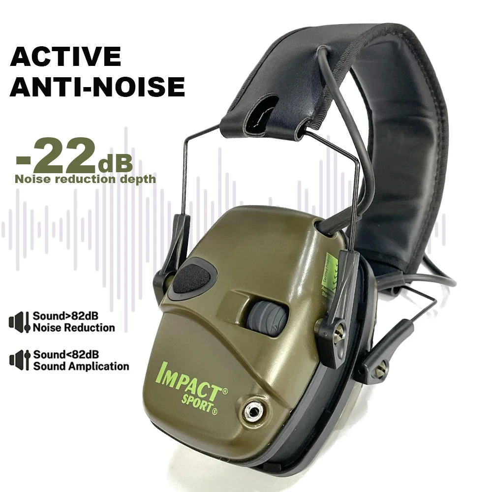 Protetor Auricular Eletrônico Tático para Tiro Esportivo ao Ar Livre, Headset Antirruído com Amplificação de Som de Impacto para Caça, Proteção Auditiva NRR 22dB