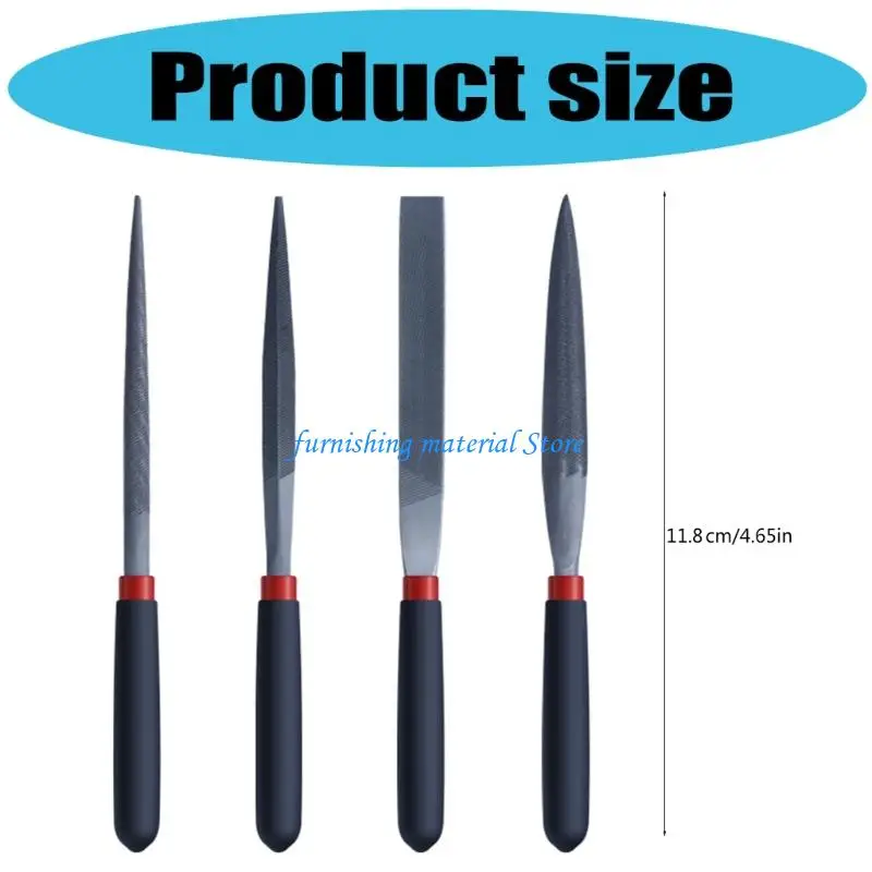 Y5GD 4PCS Professional Portable File Ferramenta Conjunto com Ferramenta Redonda Triângulo Triângulo Metal Metal