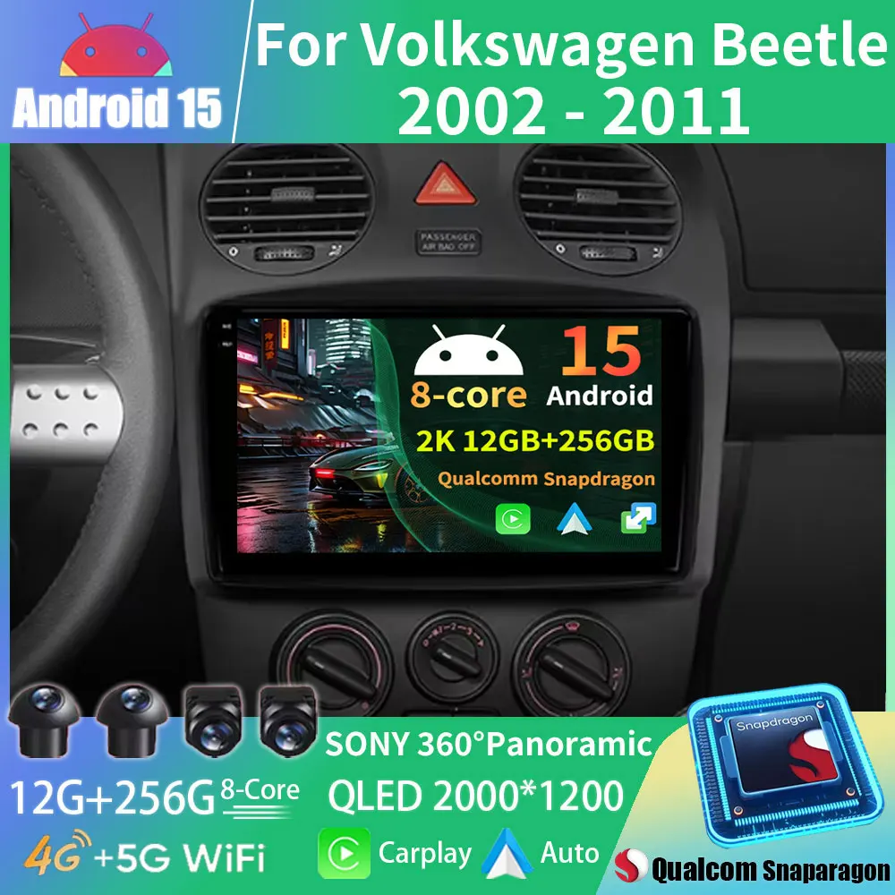 

Для Volkswagen Beetle A4 2002-2011 Android 15 Автомобильный радиоприемник Мультимедийный видеоплеер Навигационный стерео без 2din 2 Din DVD Авто WIFI
