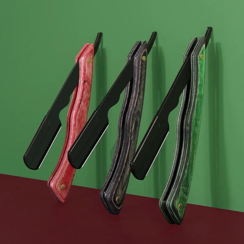 수동 면도기 전문 스트레이트 엣지 스테인레스 스틸, 다채로운 나무 트리머, 날카로운 이발사 면도기, 접이식 면도 칼 면도기