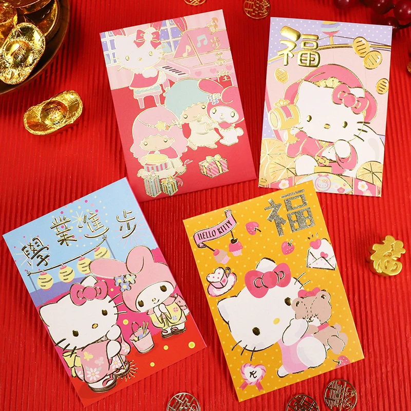 20pcs Sanrio Hello Kitty Chinese New Year Red Packet Cute Animation Spring Festival Red Envelopes Kids Lucky Money Wedding Gift