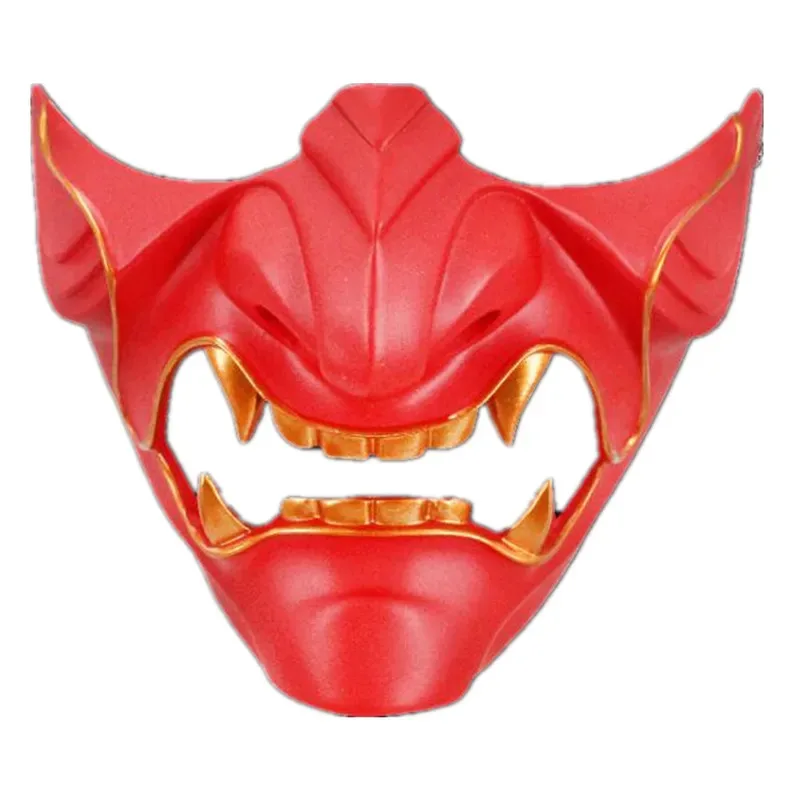 Topeng Setengah Wajah Oni Samurai, Topeng Karakter Hantu Jepang, Topeng Unik untuk Pesta Halloween, Kostum Cosplay Keren ir;l5