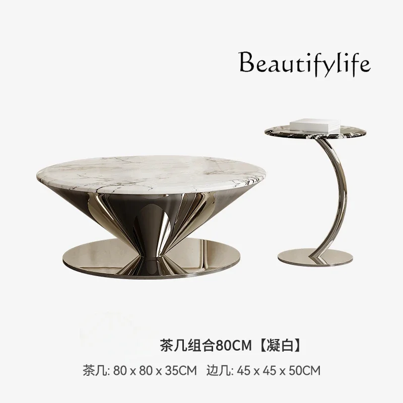 

Italian light luxury living room marble special-shaped coffee table minimalist creative high sense