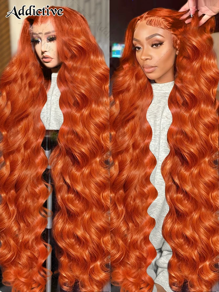 30 38 Inch Body Wave Ginger Orange 13x6 HD Lace Front Wigs 250 Density Colored Preplucked Wig 13x4 Lace Frontal Wigs For Women