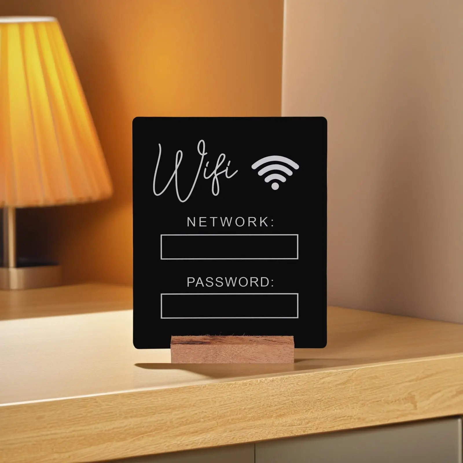 Segnale password Wifi Segnale Wifi acrilico per identificatore di rete wireless resistente ai graffi nero Home Office Restaurant